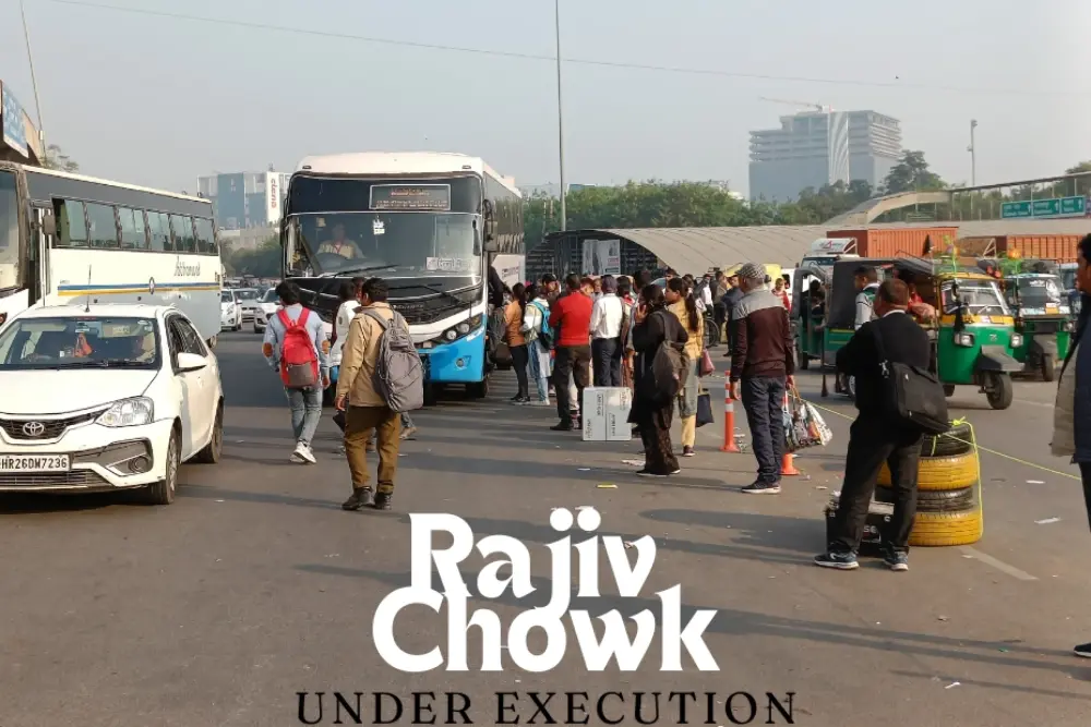 Rajiv Chowk in Gurugram, under execution