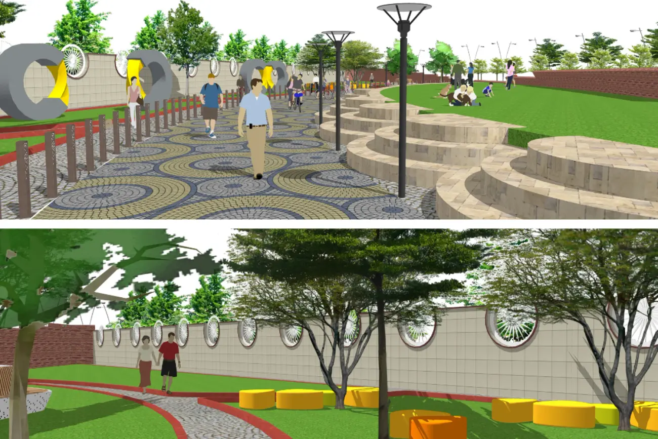 Design visualisations showing a safer intersection layout for pedestrians