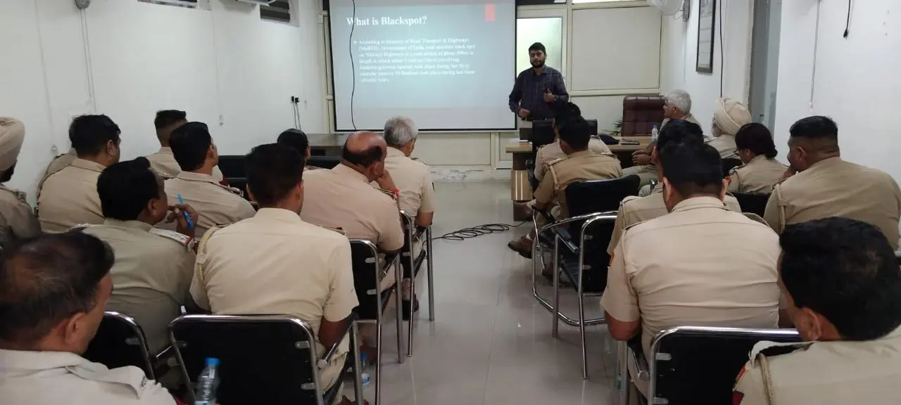 A road safety training session for police officers in Panchkula